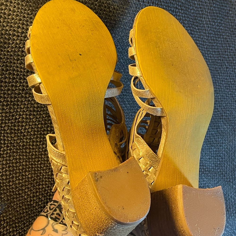 Gold Open Toe Booties - image 4